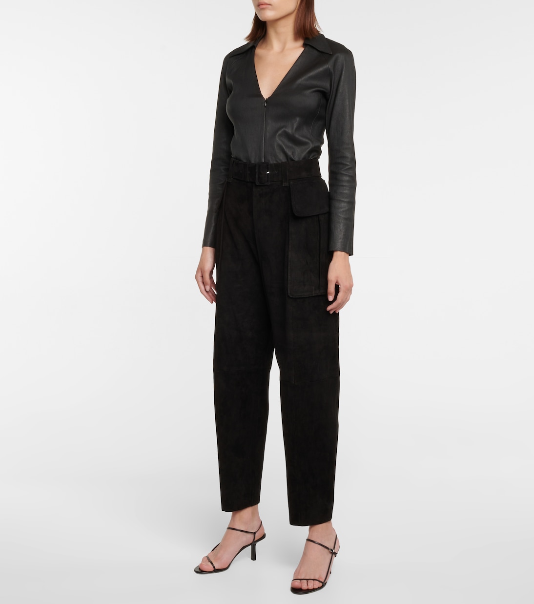 High-Rise-Hose Butch aus Veloursleder | Stouls