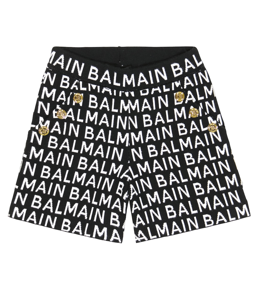 Shorts en jacquard de algodón con logo | Balmain Kids