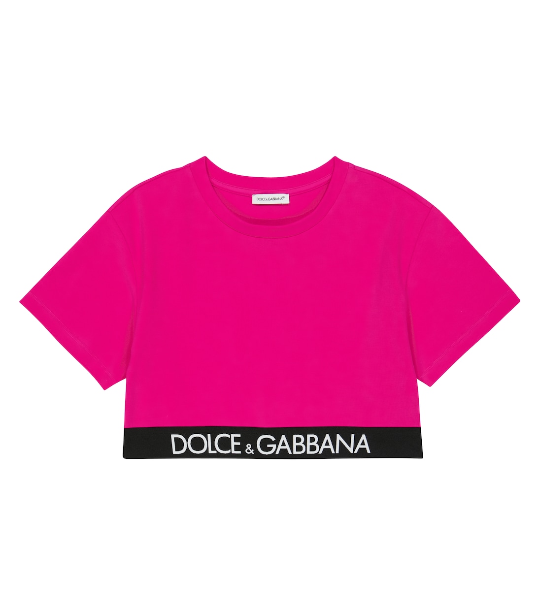 Crop top de mezcla de algodón con logo | Dolce&Gabbana Kids