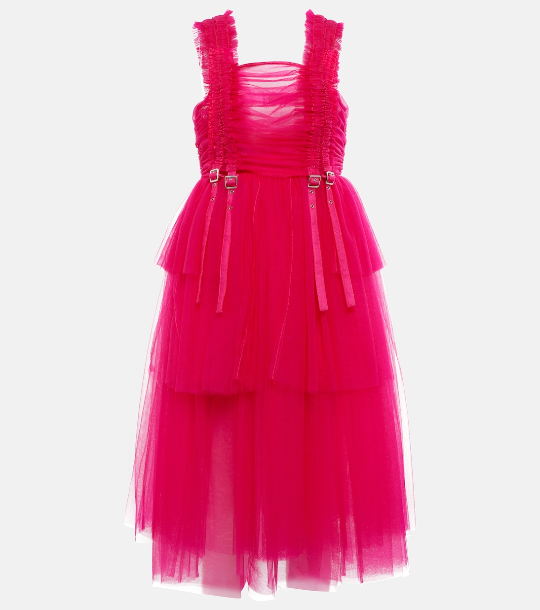 Ruffle-trimmed tulle midi dress in pink - Noir Kei Ninomiya