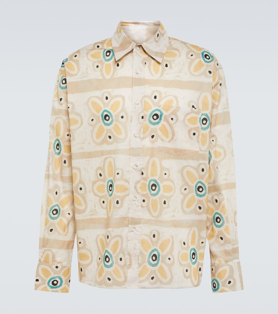 Camisa Trellis de algodón estampada | Commas
