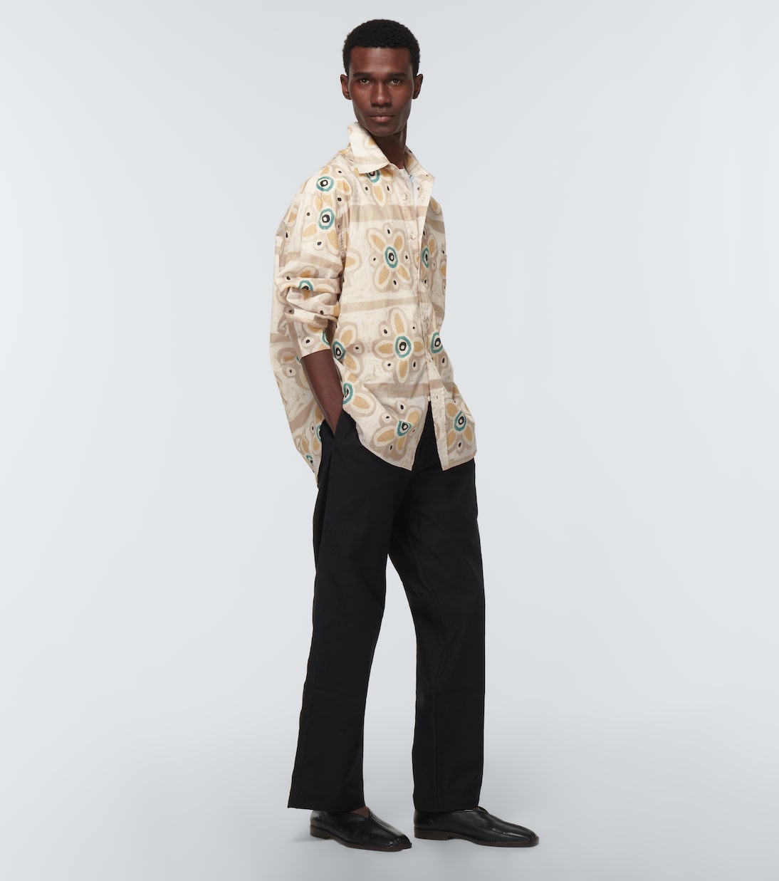 Camisa Trellis de algodón estampada | Commas