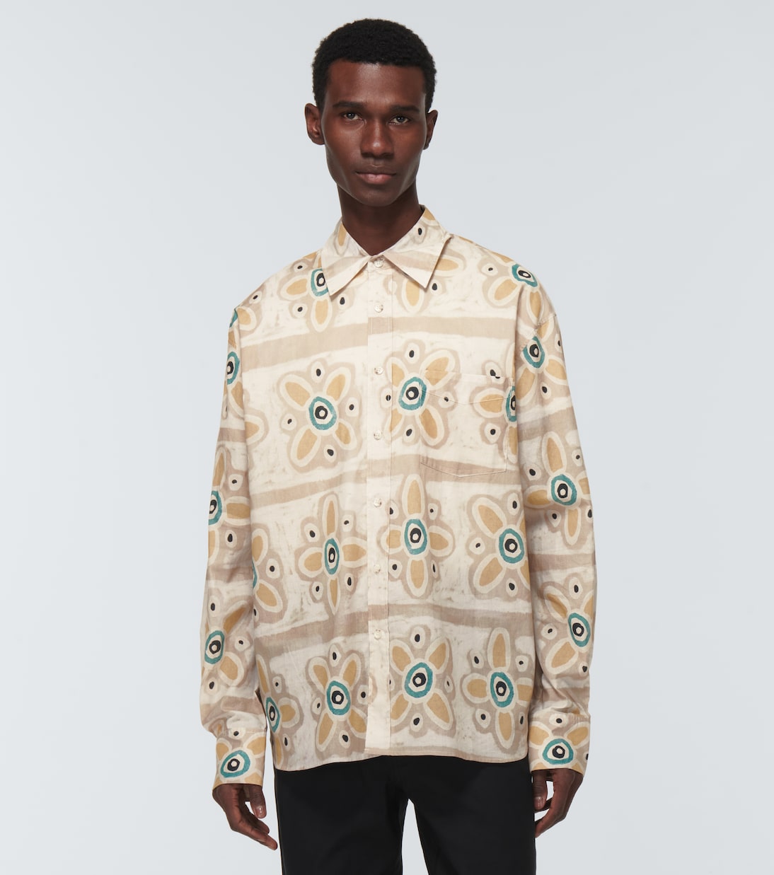 Camisa Trellis de algodón estampada | Commas