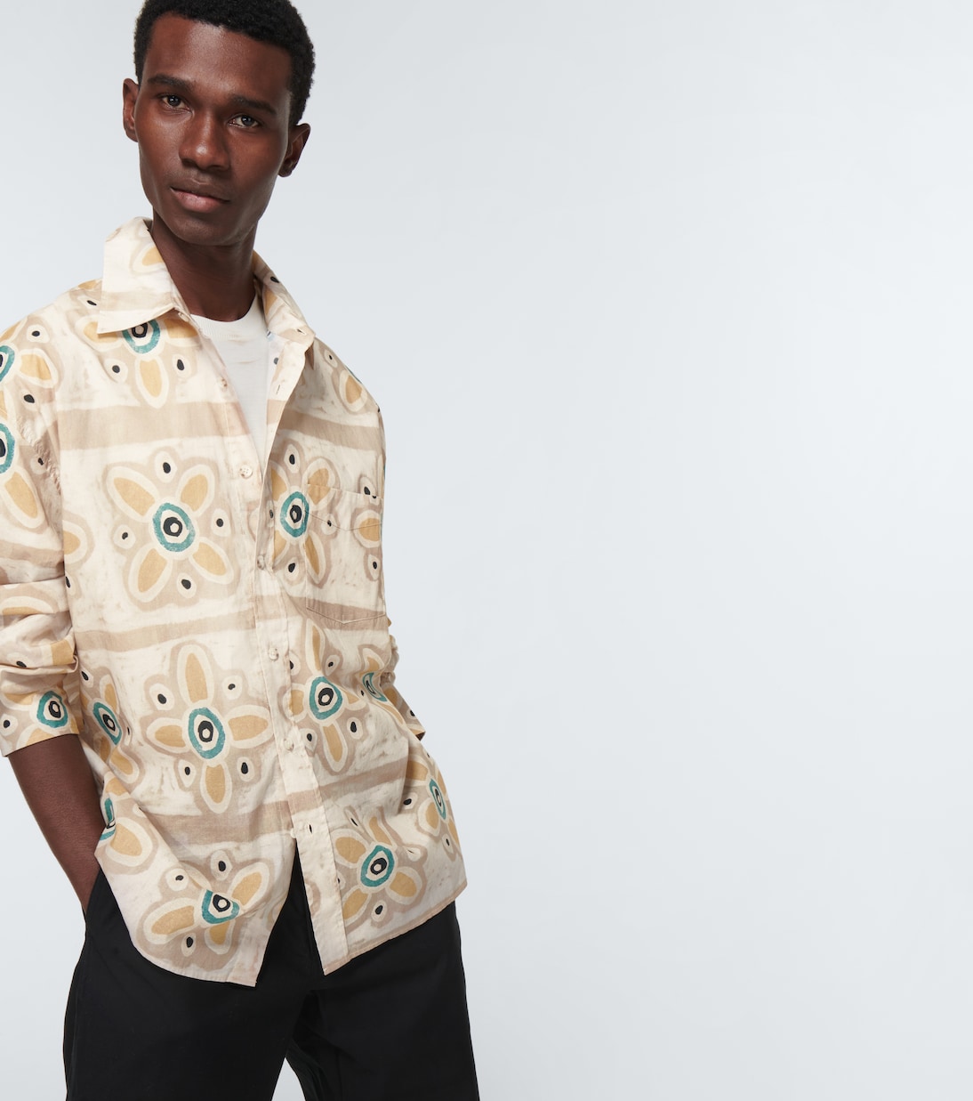 Camisa Trellis de algodón estampada | Commas
