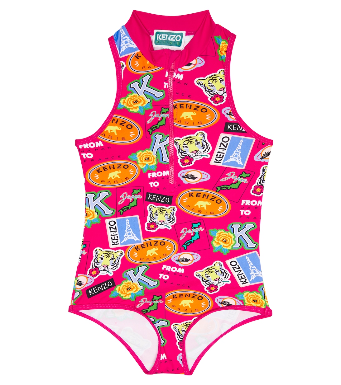 Logo printed half-zip swimsuit | Kenzo Kids