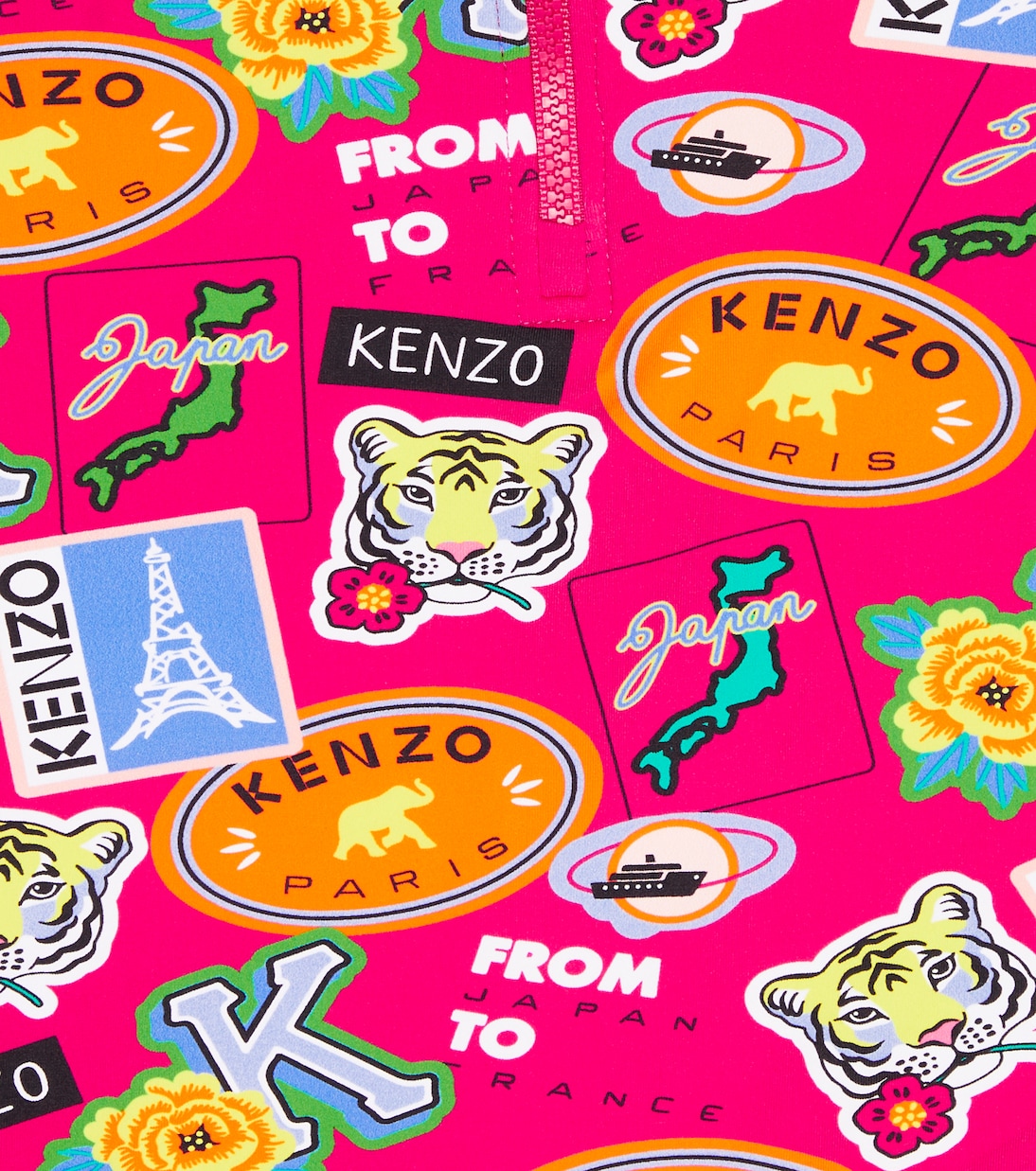 Logo printed half-zip swimsuit | Kenzo Kids