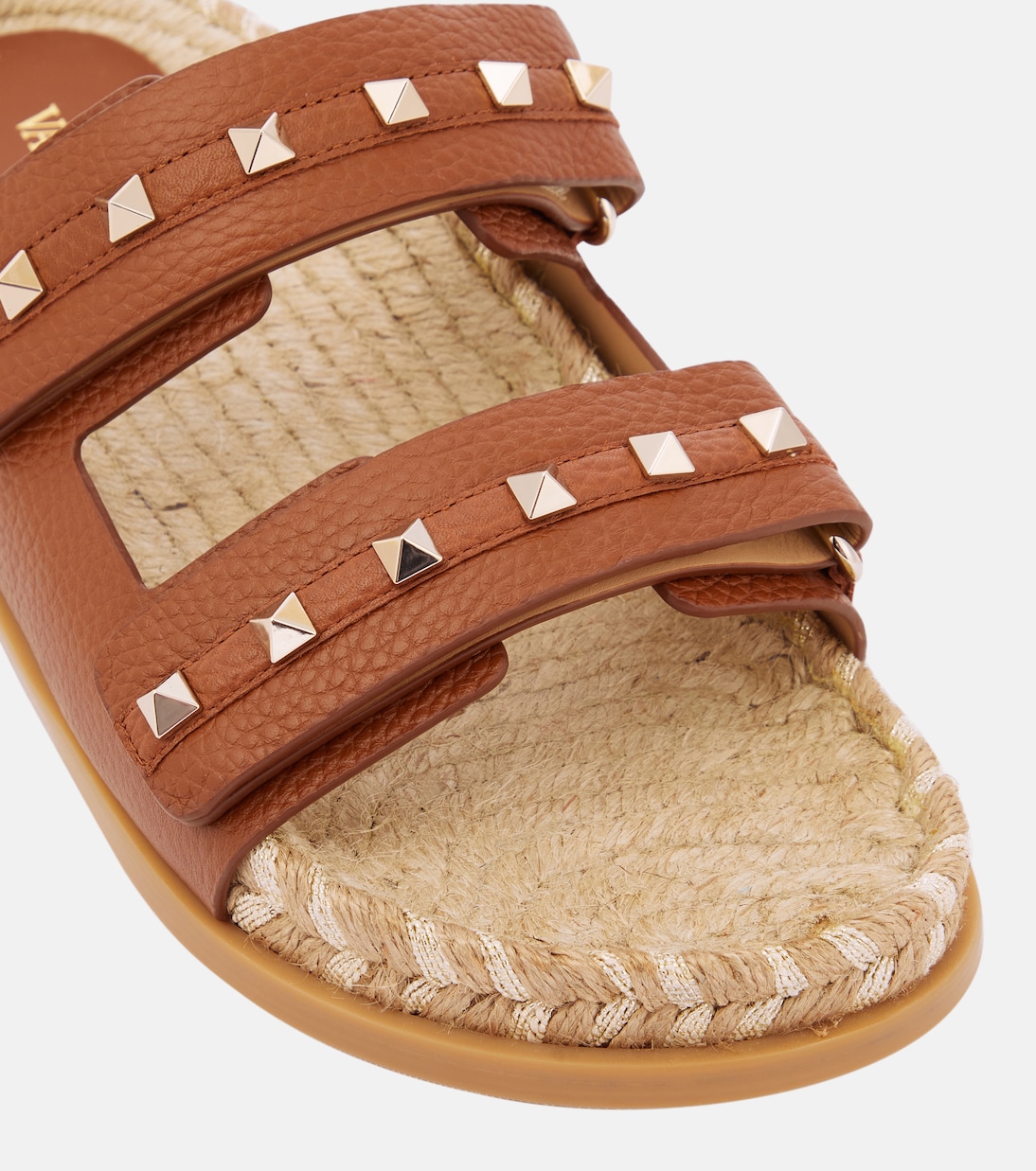 Rockstud leather and raffia slides | Valentino Garavani