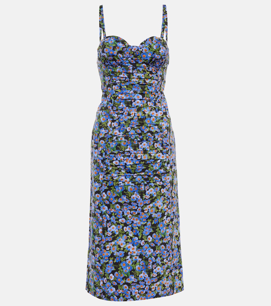 Floral cotton-blend midi dress | Carolina Herrera