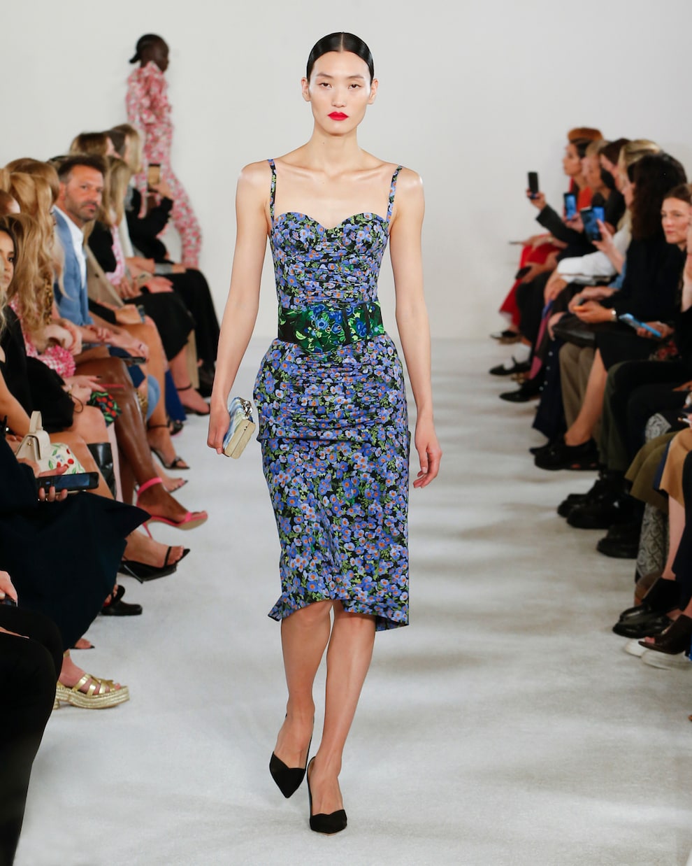 Floral cotton-blend midi dress | Carolina Herrera