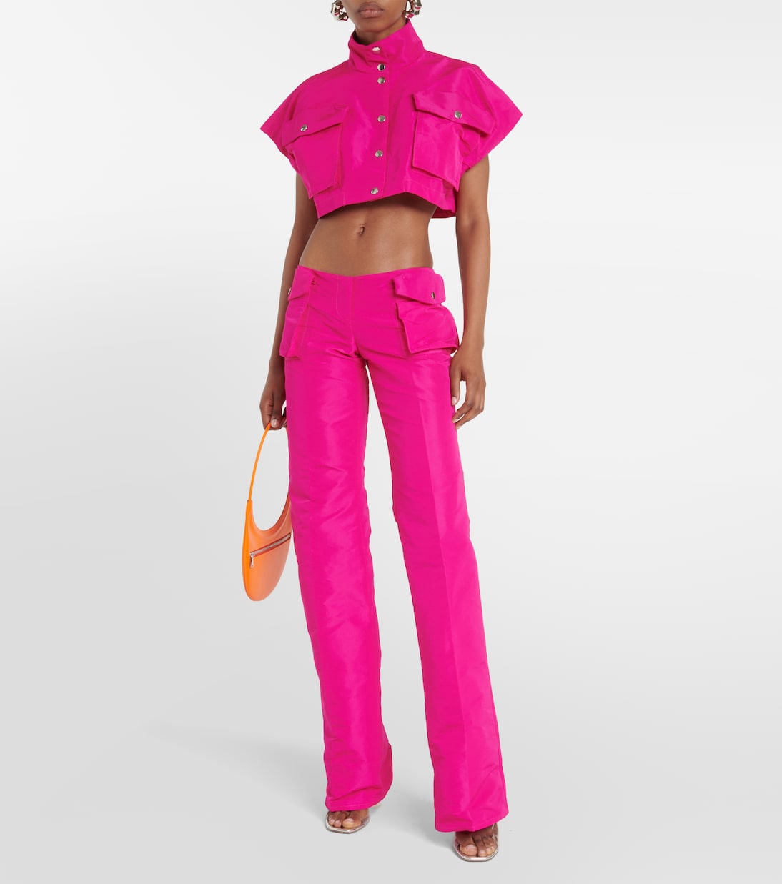 Pantalon cargo à taille basse en satin | LaQuan Smith