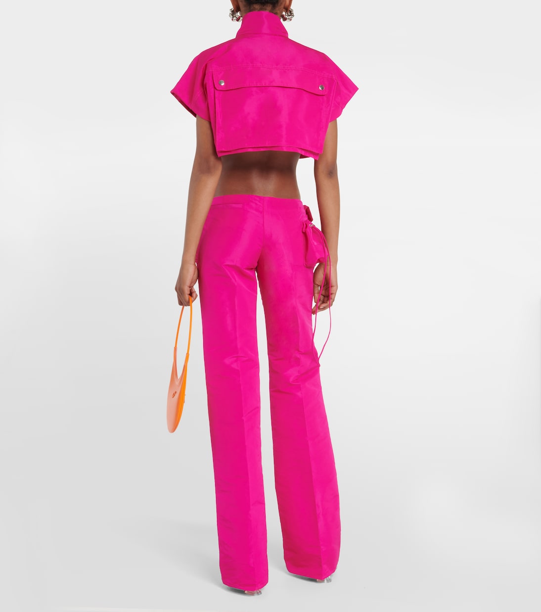 Pantalon cargo à taille basse en satin | LaQuan Smith