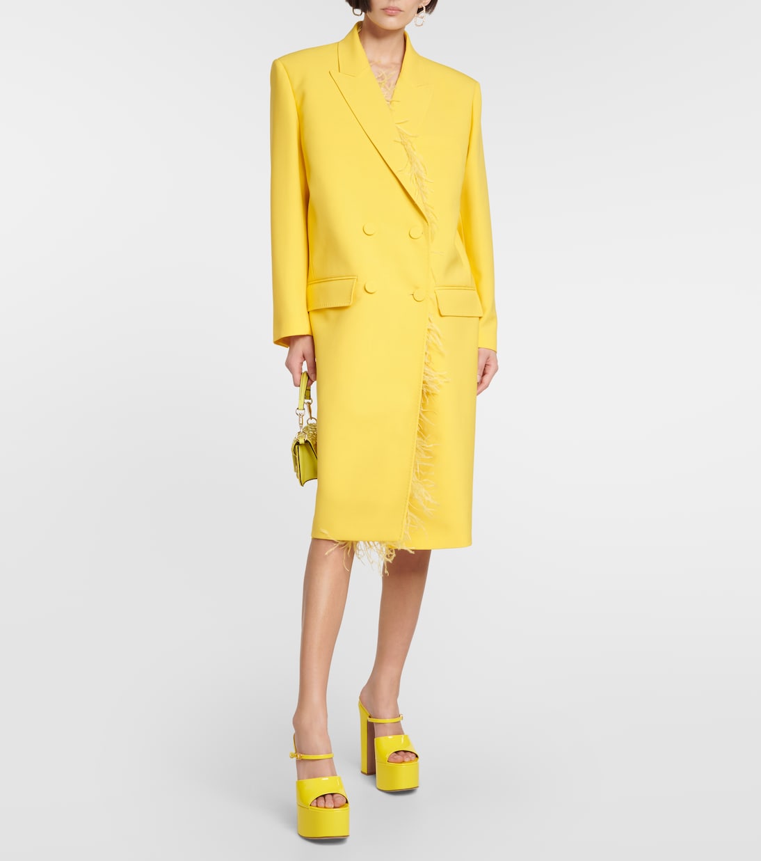 Feather-trimmed virgin wool coat | Valentino