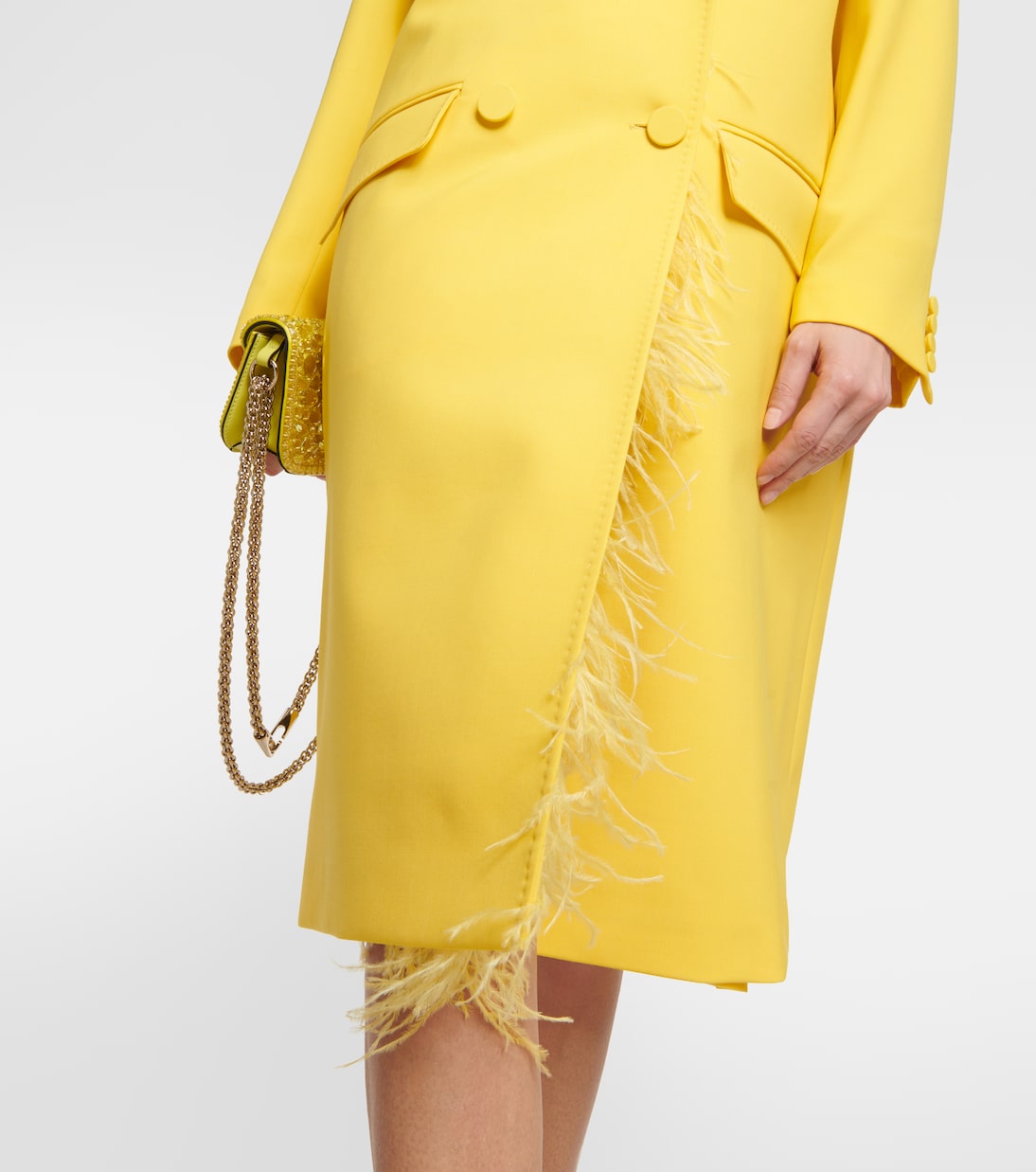 Feather-trimmed virgin wool coat | Valentino