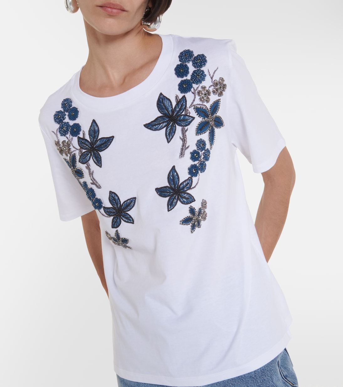 Camiseta de algodón floral adornada | Dodo Bar Or