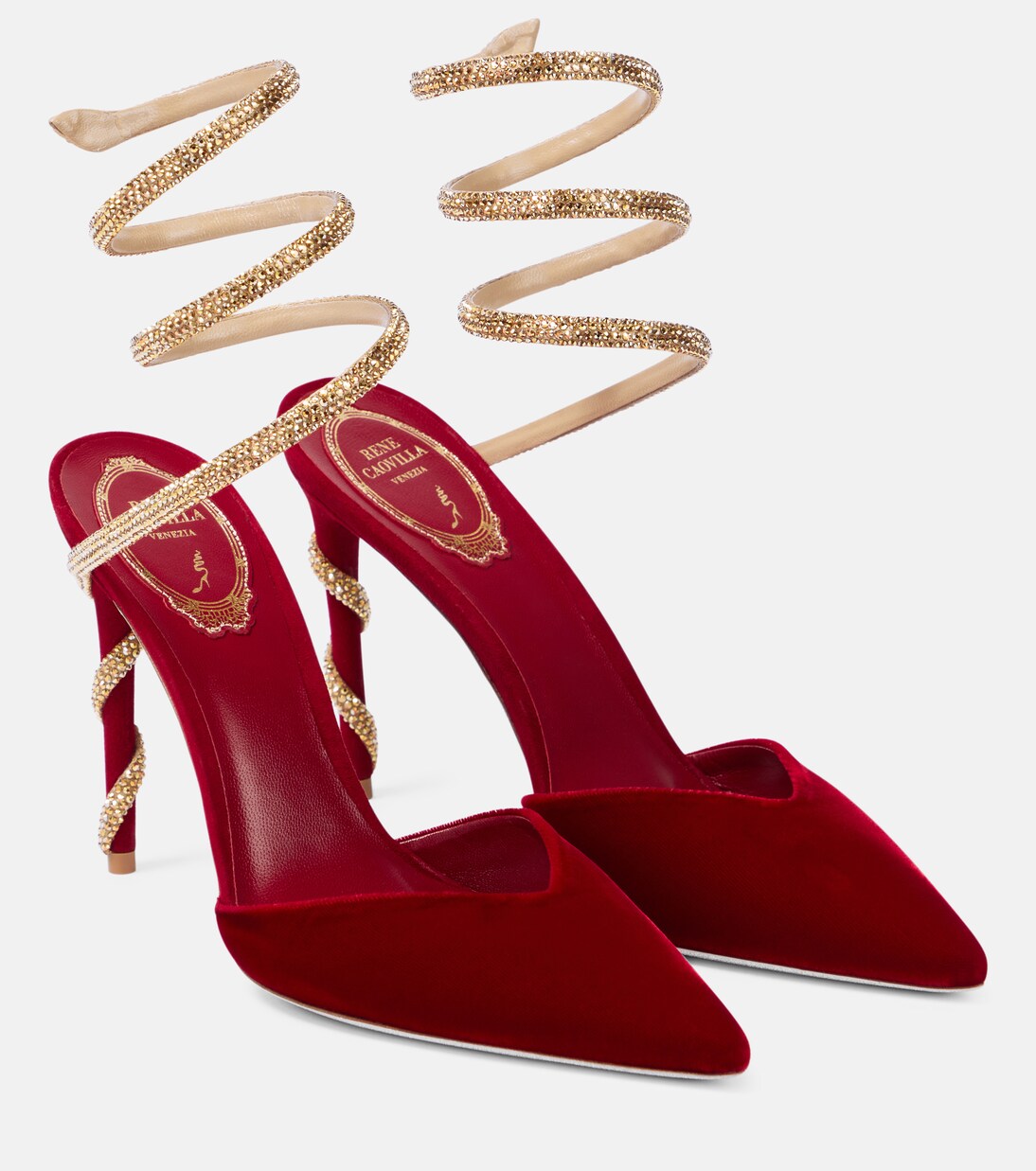 Verzierte Mules Cleo 105 aus Samt | Rene Caovilla
