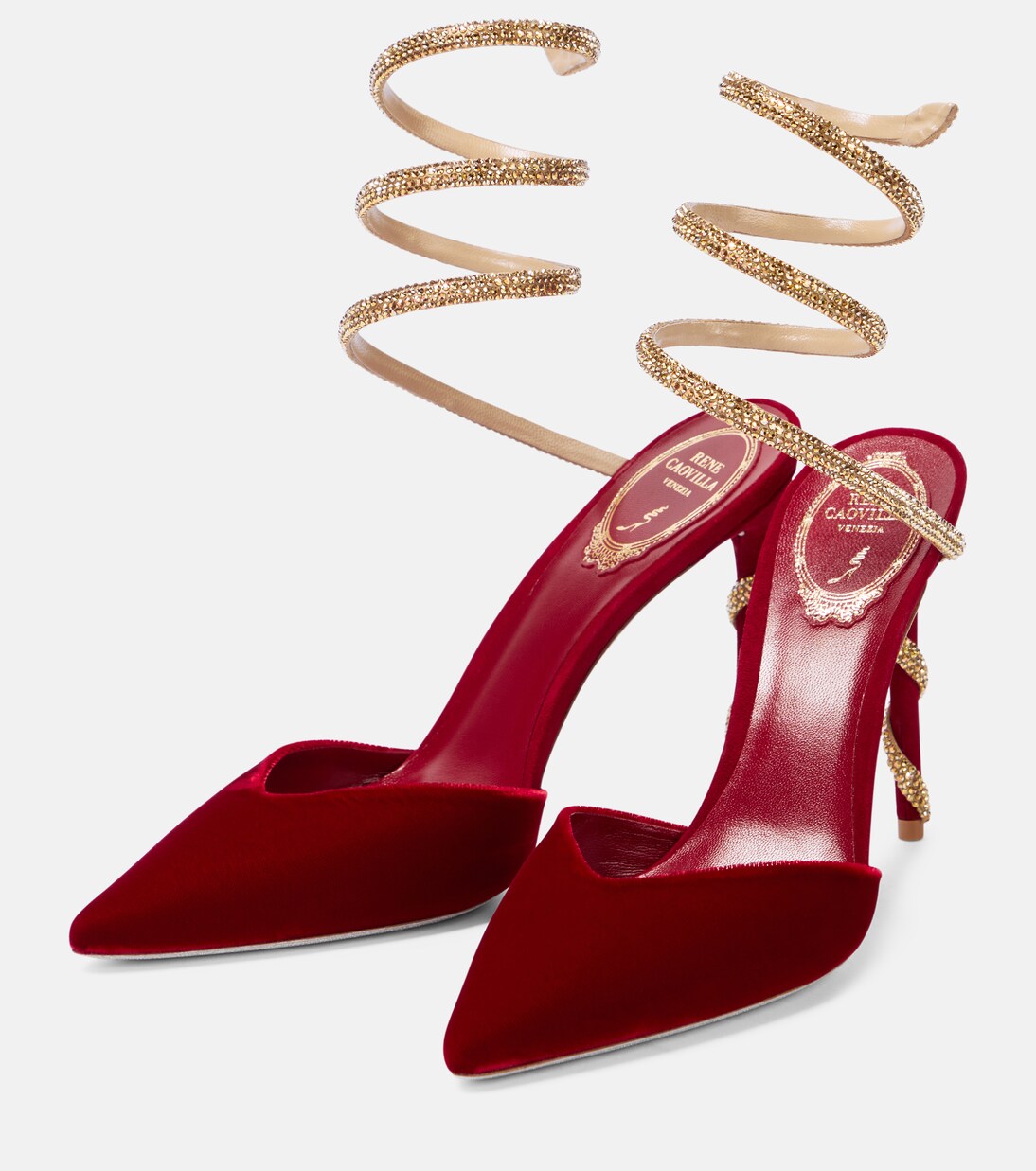 Verzierte Mules Cleo 105 aus Samt | Rene Caovilla