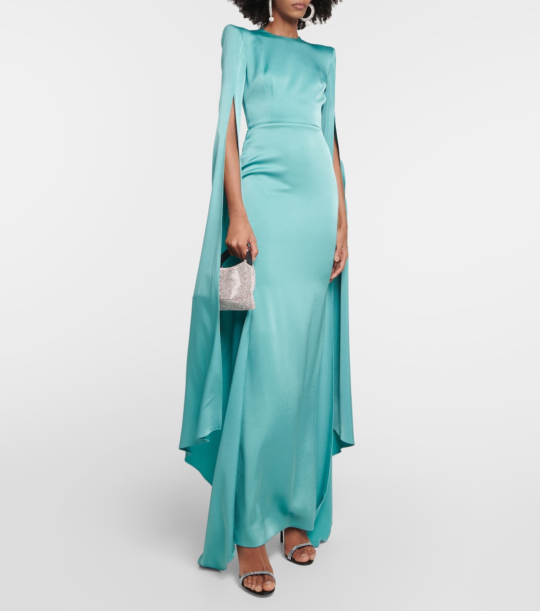 Robe longue Bennett en satin | Alex Perry