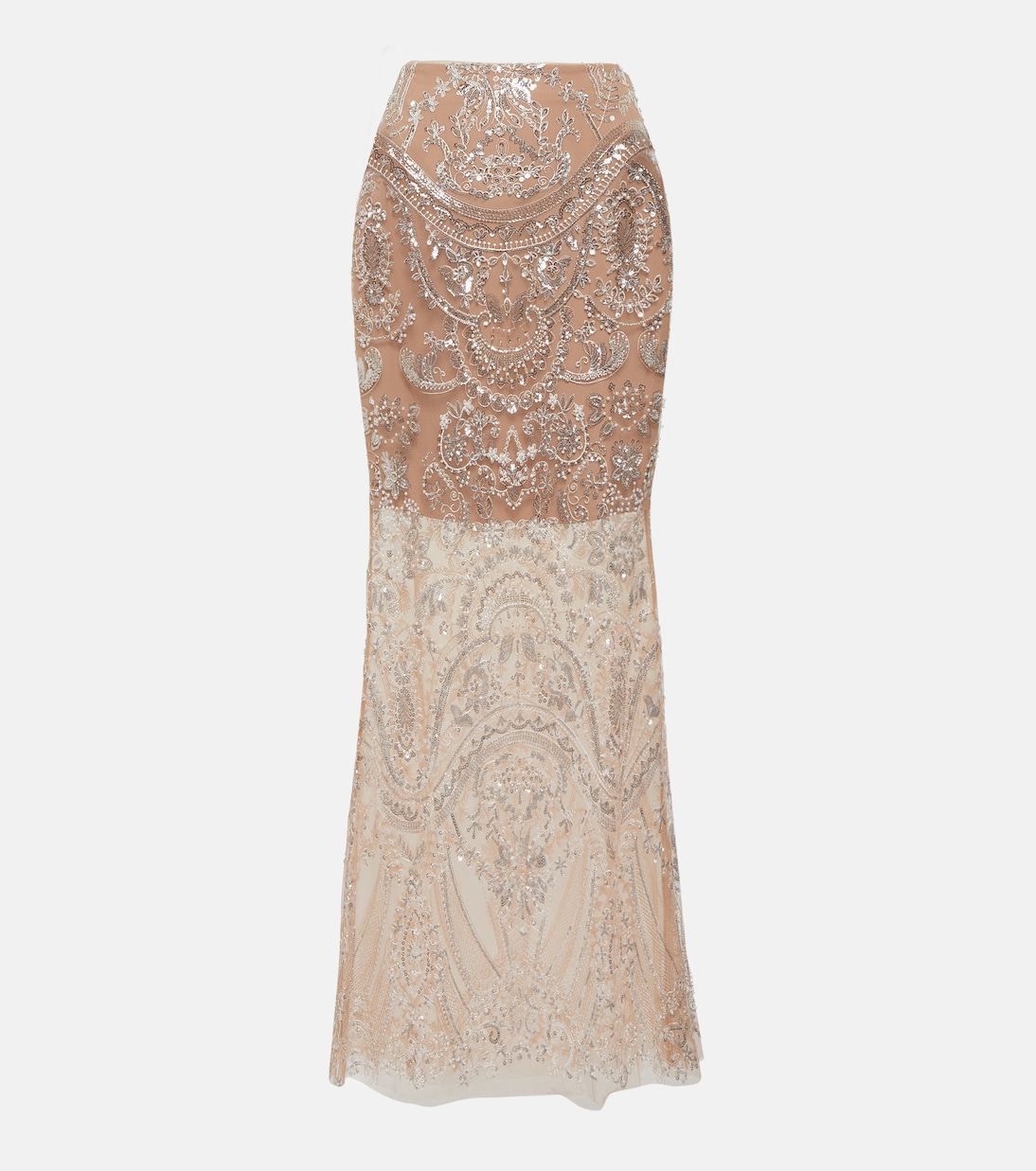 Embellished flared maxi skirt  | Self-Portrait