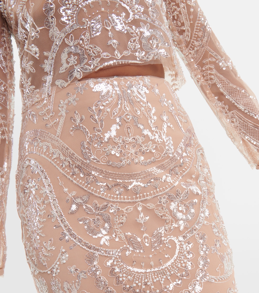 Embellished flared maxi skirt  | Self-Portrait