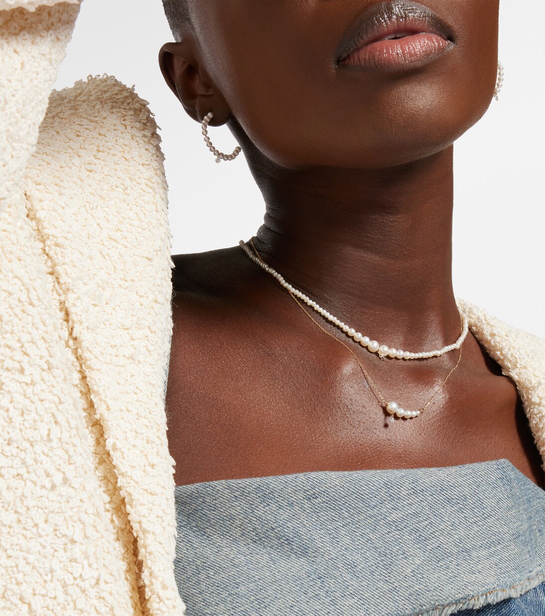Collana PERSÉE in oro 18kt con diamanti e perle, stile giovane e raffinato