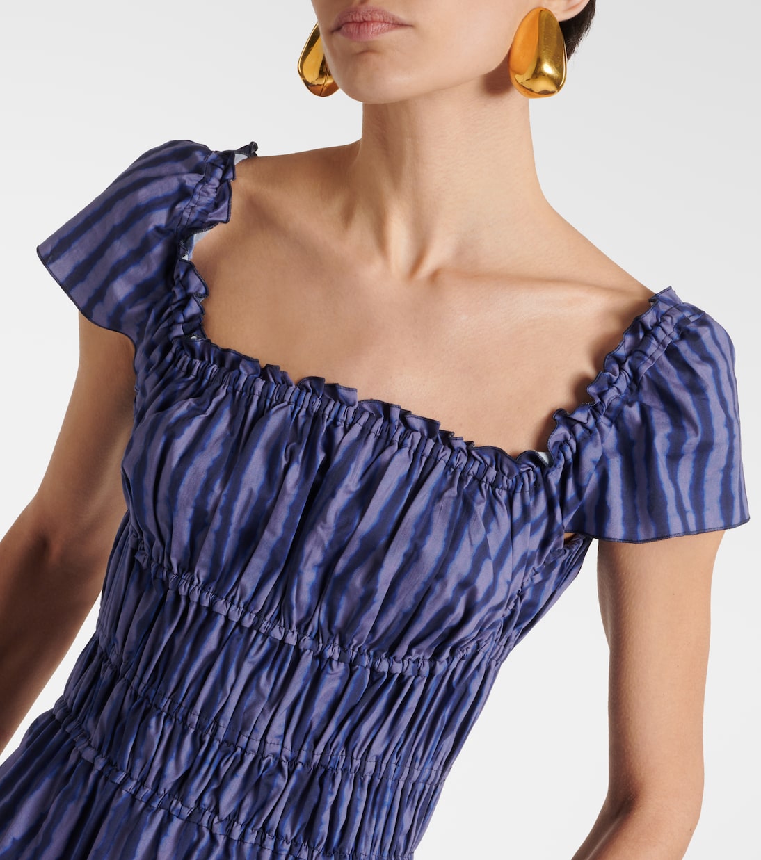 Vestido midi de algodón fruncido | Altuzarra