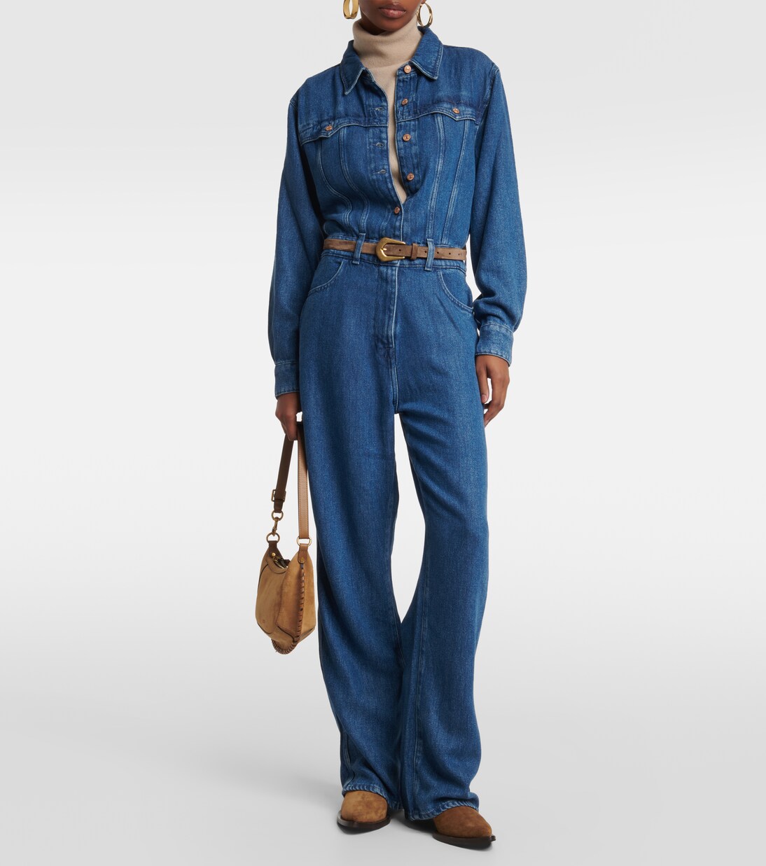 Western denim jumpsuit in blue 7 For All Mankind Mytheresa