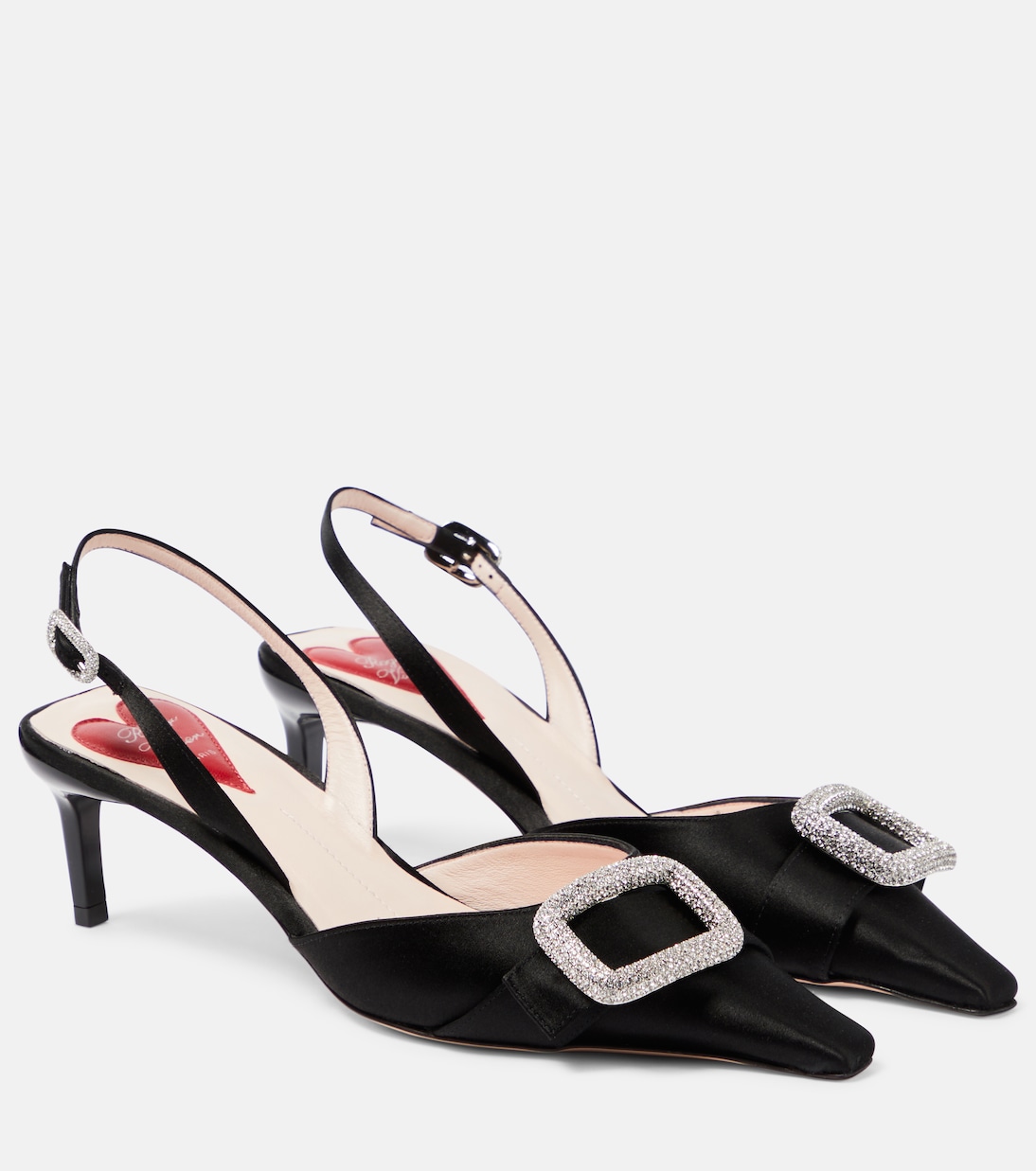 Dorsay embellished satin slingback pumps | Roger Vivier