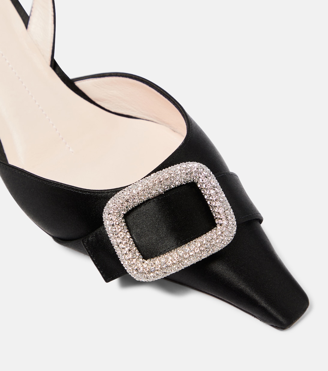 Dorsay embellished satin slingback pumps | Roger Vivier