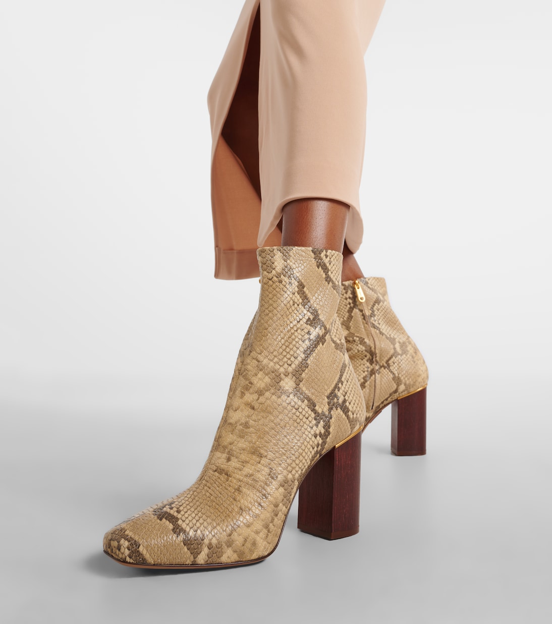Ambre snake-effect leather ankle boots | Chloé