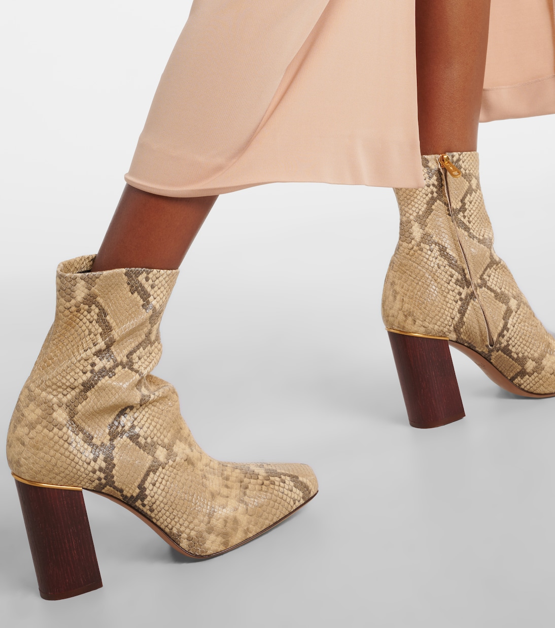 Ambre snake-effect leather ankle boots | Chloé