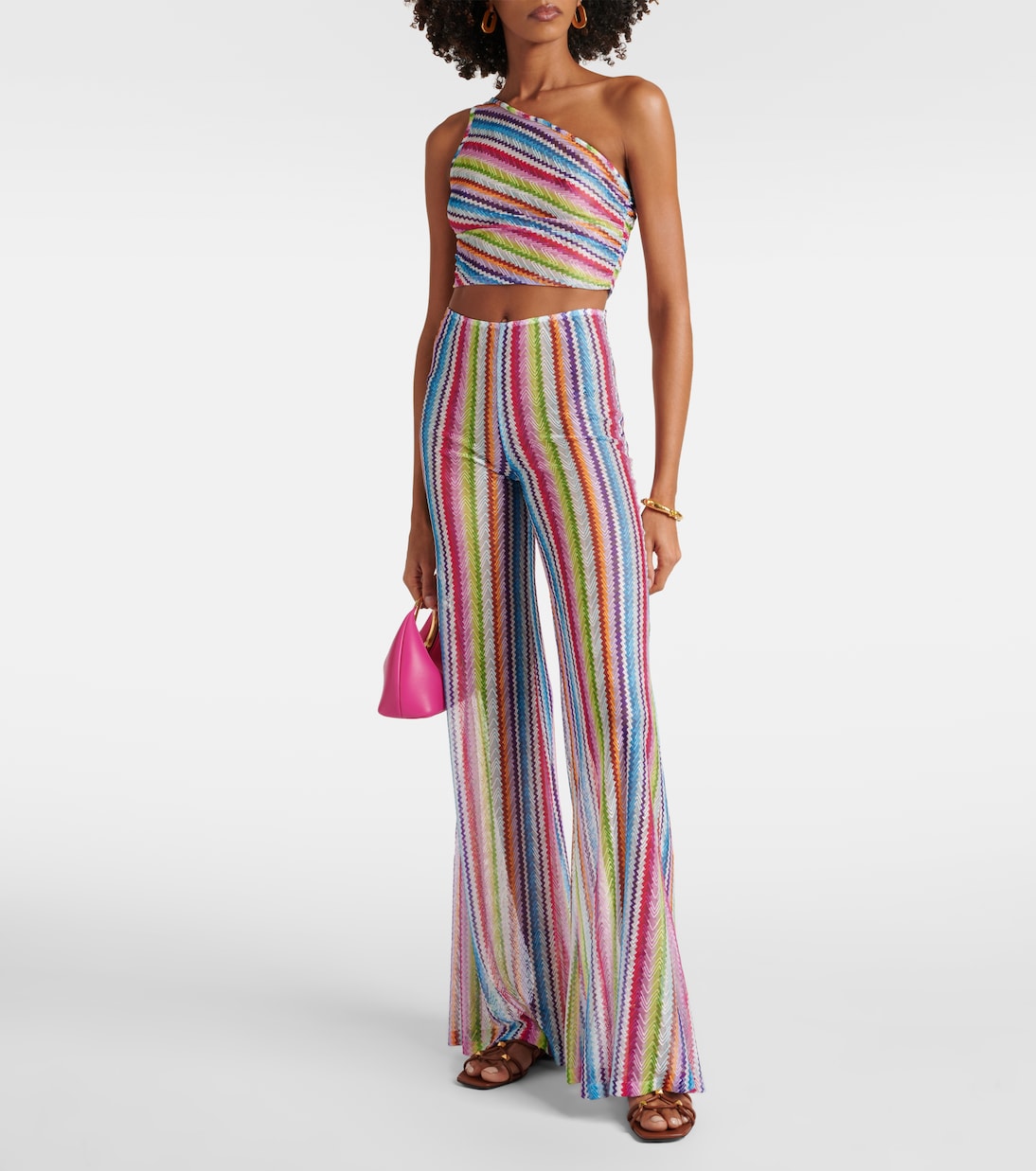 Pantalones flared de tiro alto en zigzag | Missoni