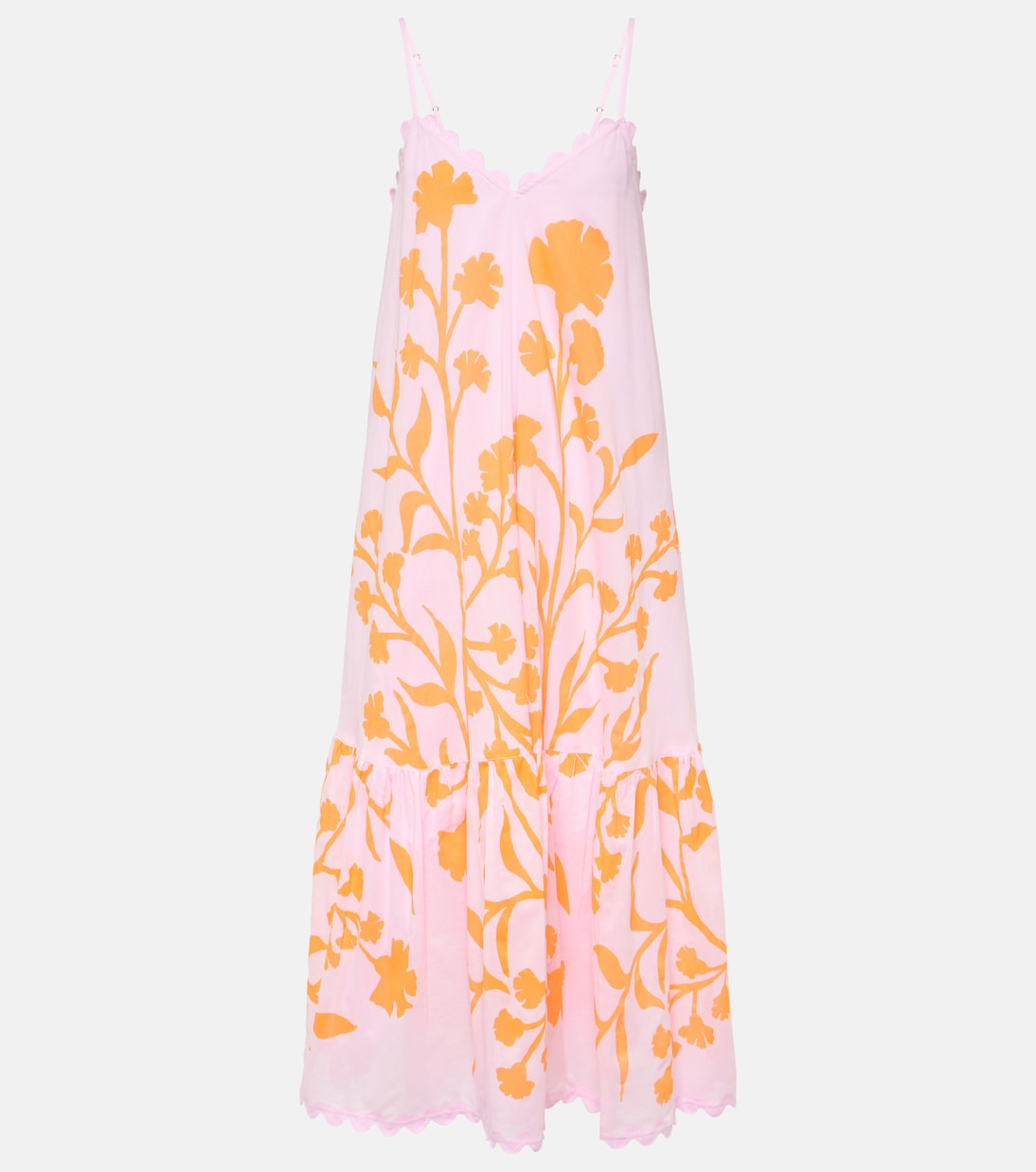 Vestido midi de algodón floral a capas | Juliet Dunn