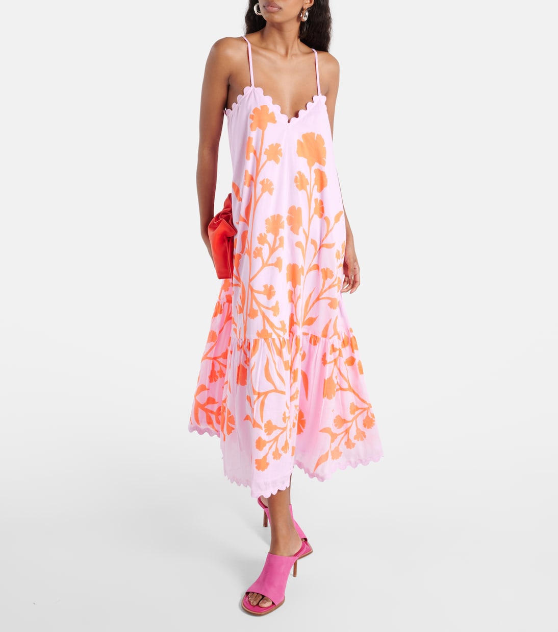 Vestido midi de algodón floral a capas | Juliet Dunn