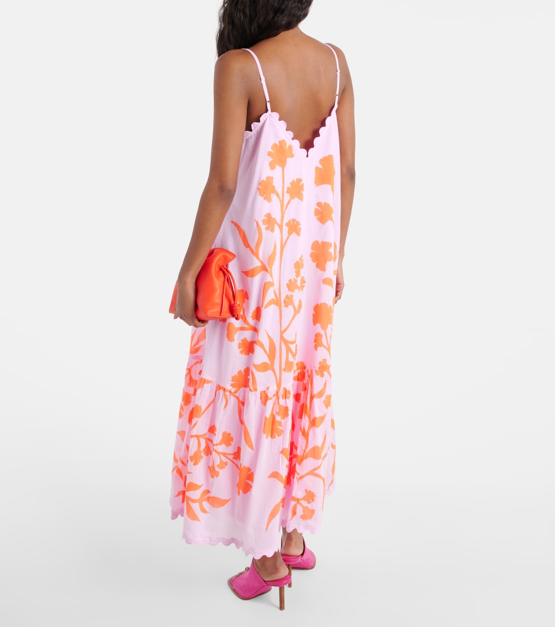 Vestido midi de algodón floral a capas | Juliet Dunn