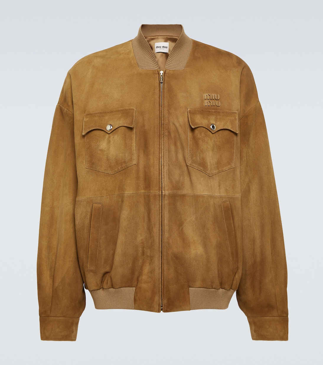 Logo suede bomber jacket | Miu Miu