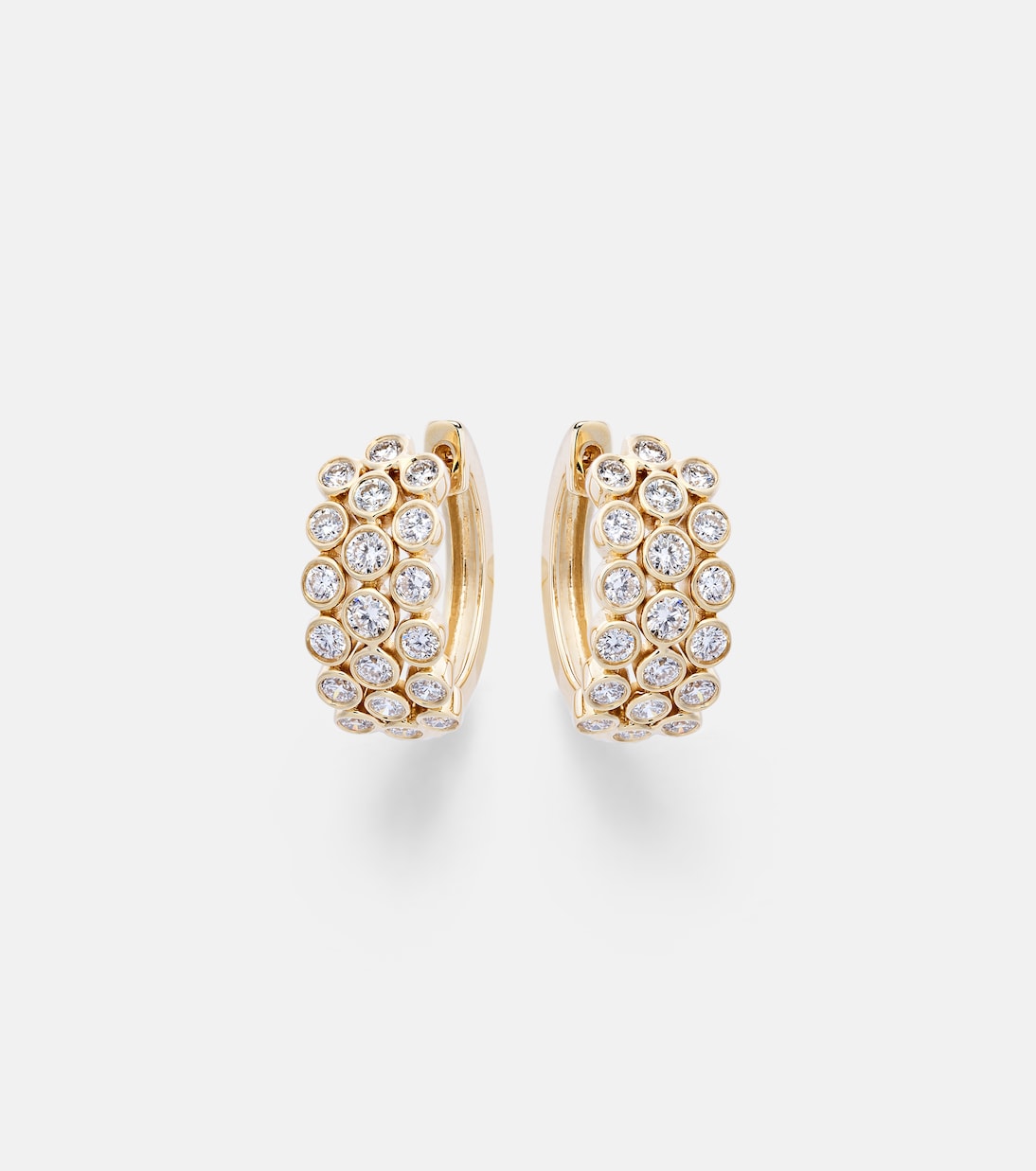 Orecchini a cerchio 3 Row in oro 18kt con diamanti | Anita Ko