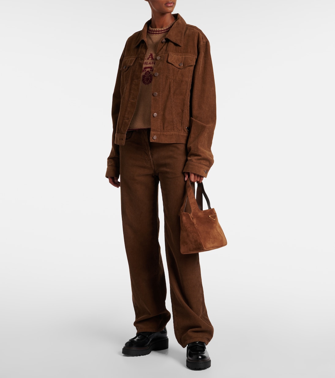 Borsa a spalla Medium in suede | Prada