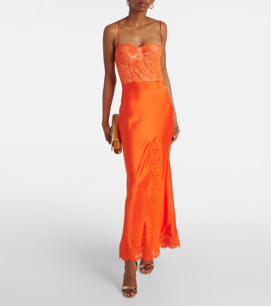 Adira lace-trimmed silk satin corset dress | Rebecca Vallance