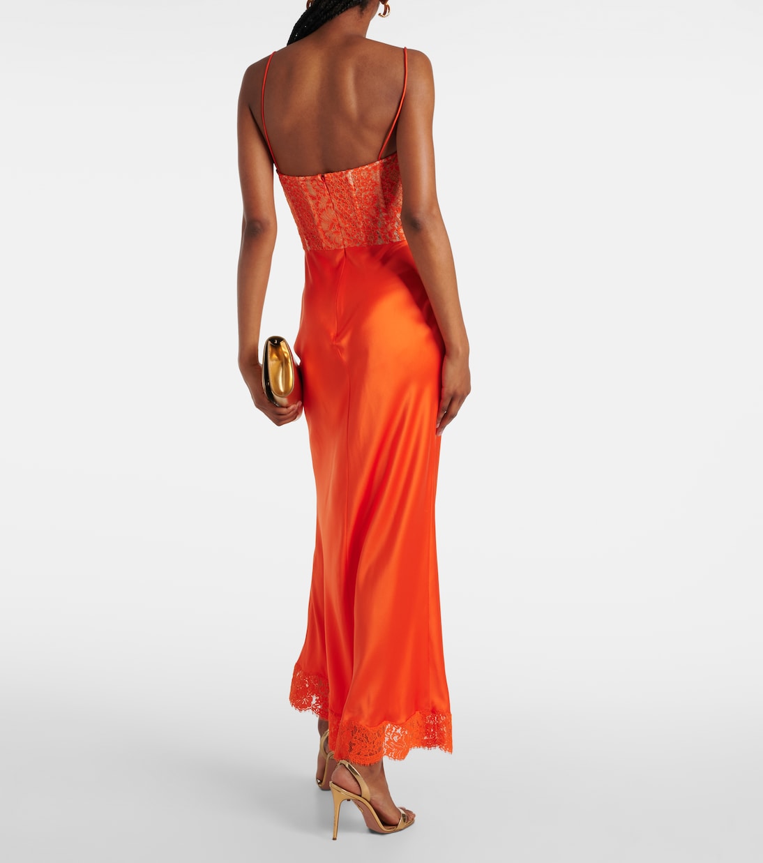 Adira lace-trimmed silk satin corset dress | Rebecca Vallance