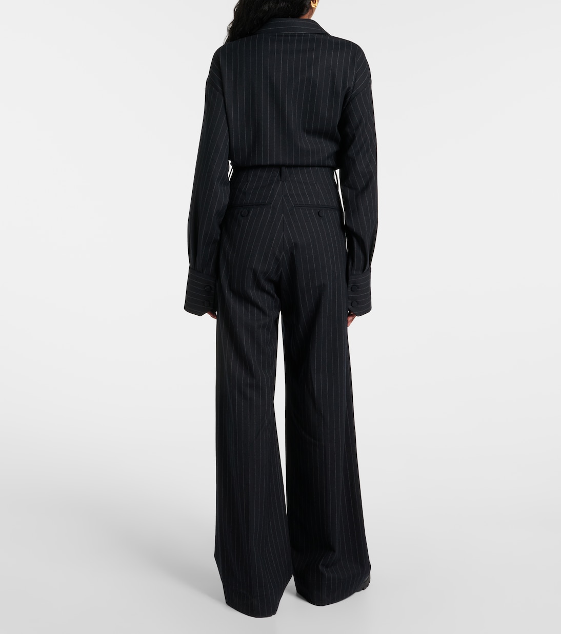 Pantalon ample rayé en laine mélangée | Plan C