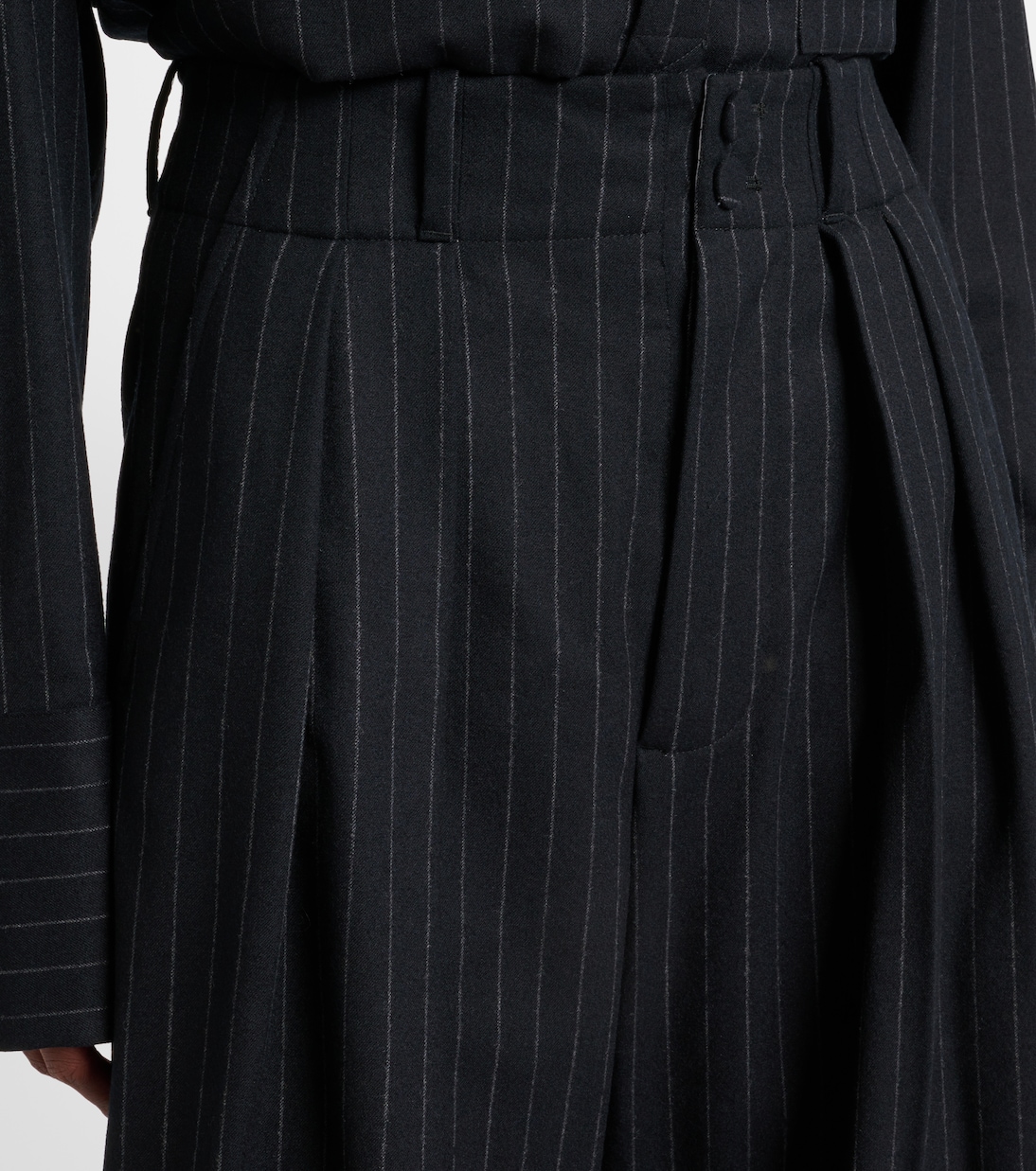 Pantalon ample rayé en laine mélangée | Plan C
