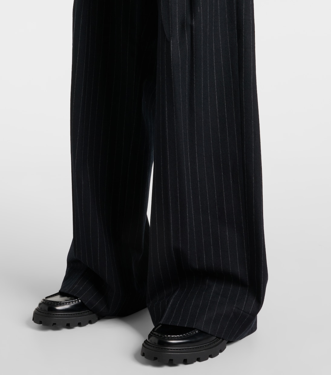 Pantalon ample rayé en laine mélangée | Plan C