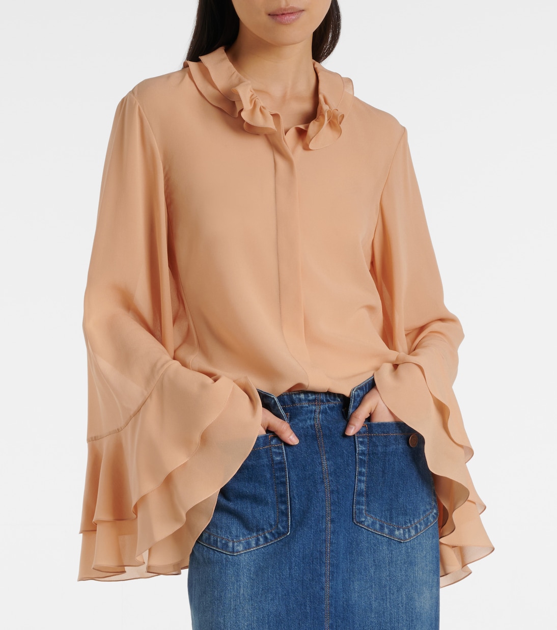 Blusa de Seda Georgette Moderna para Jóvenes