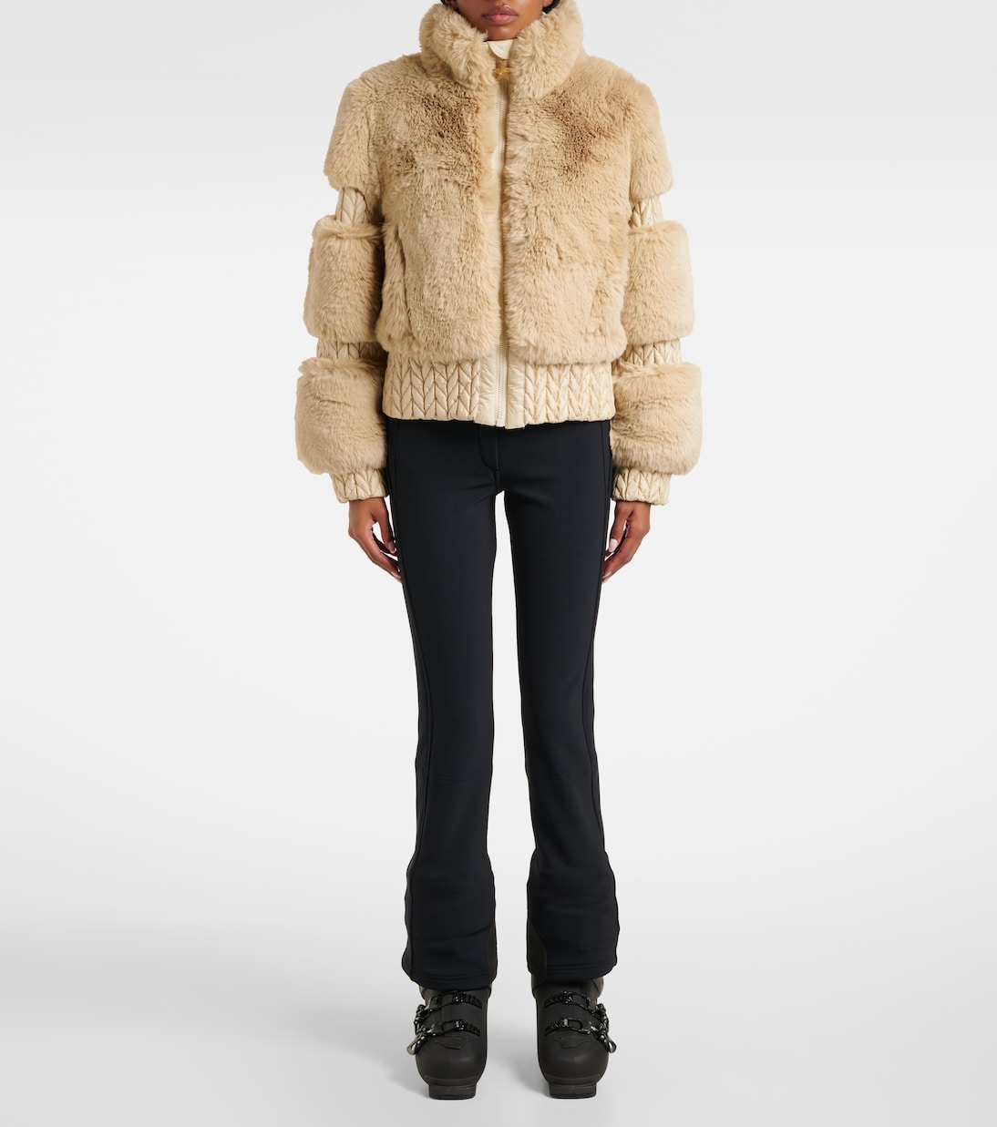 Quilted faux fur ski jacket | Goldbergh