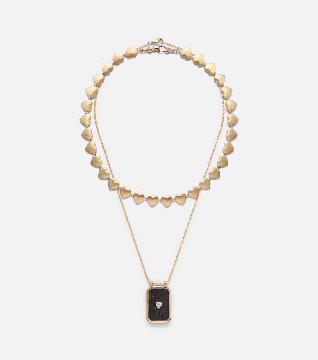 Collier Heart Scapular en or 18 ct, ébène et diamant | Marie Lichtenberg