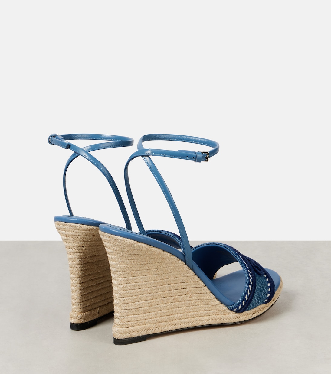 Alpargatas con cuña en denim con logo | Gucci