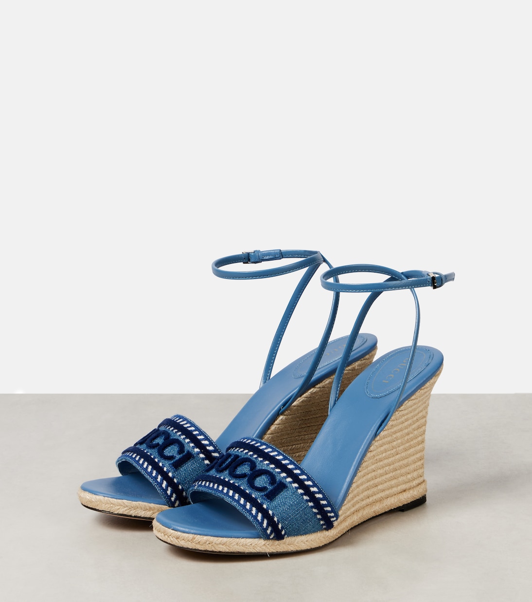 Alpargatas con cuña en denim con logo | Gucci