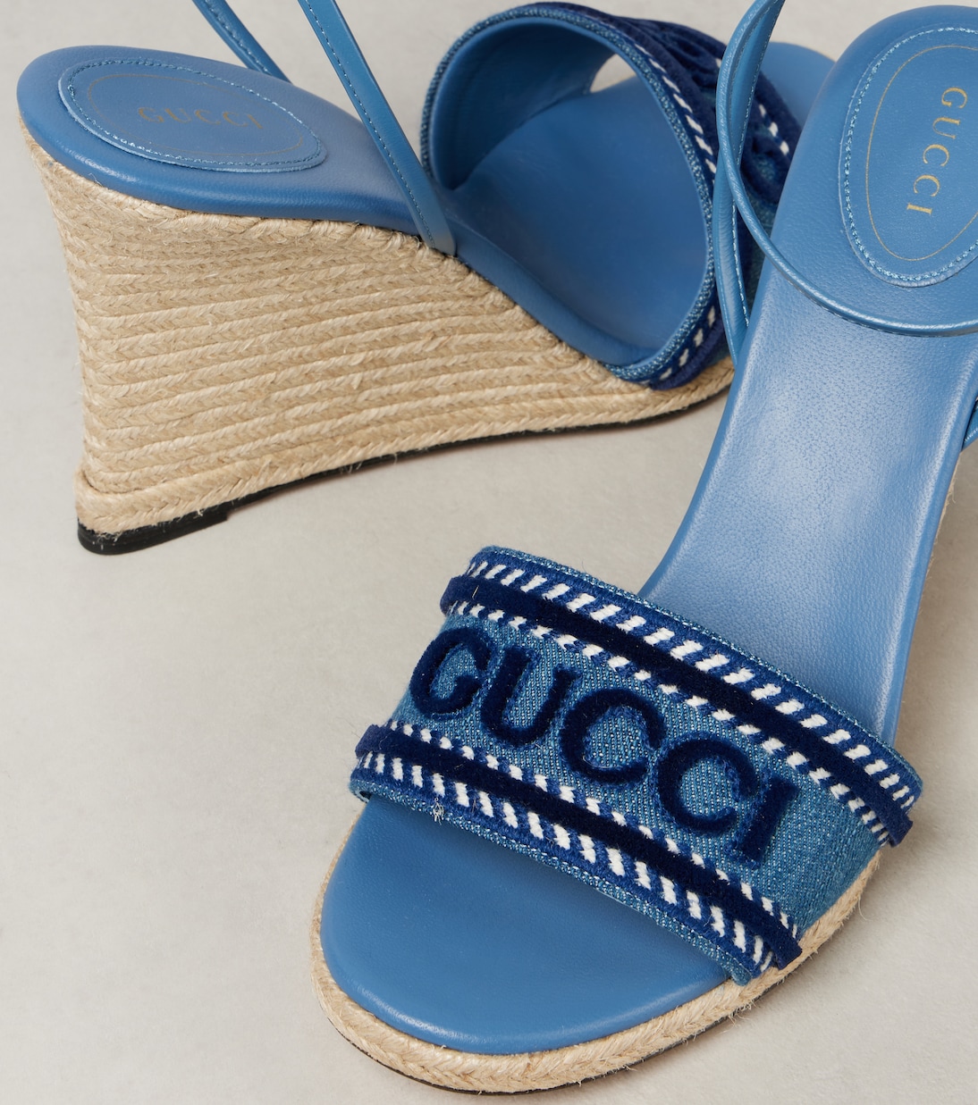 Alpargatas con cuña en denim con logo | Gucci