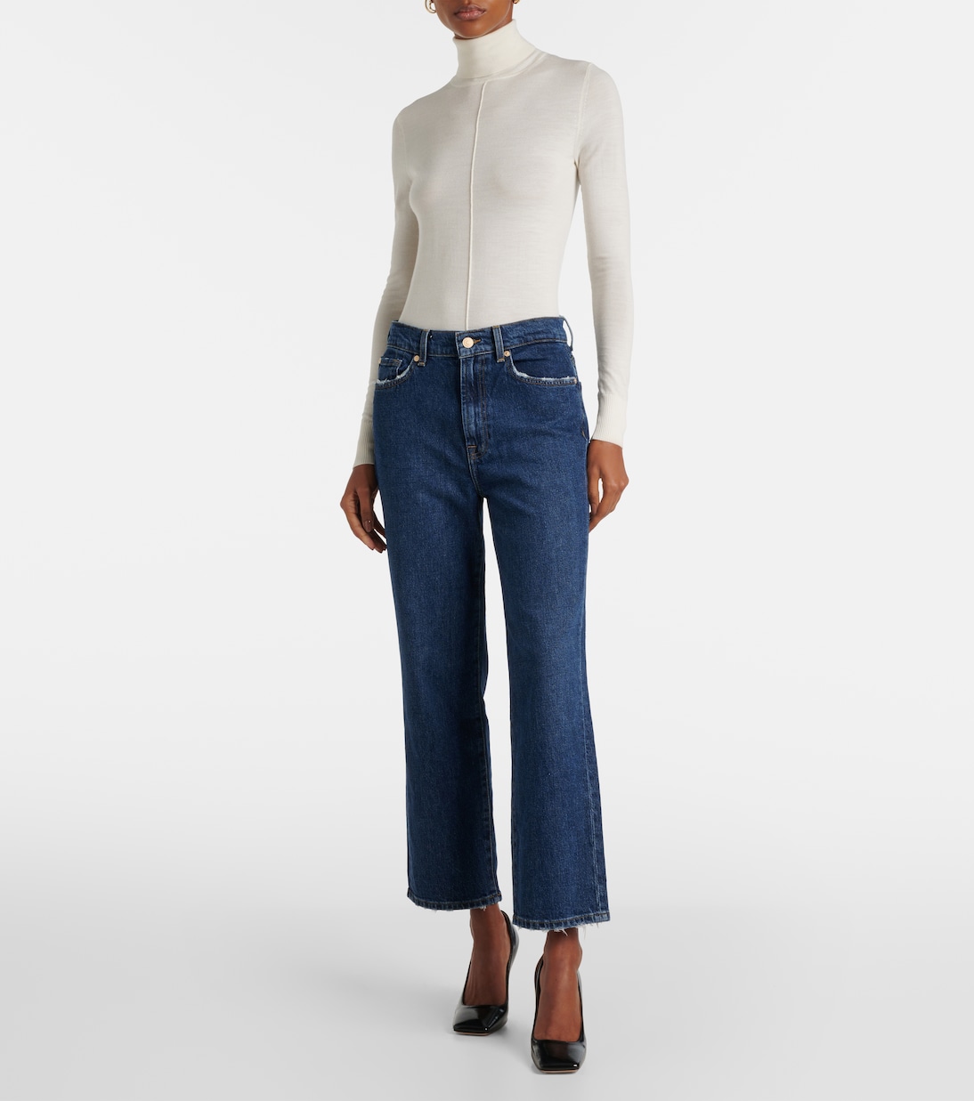 Jeans regular cropped a vita alta | 7 For All Mankind