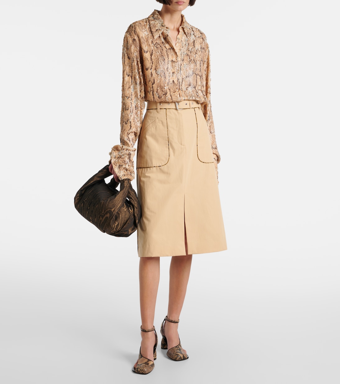 Gonna midi in popeline di cotone | Dries Van Noten